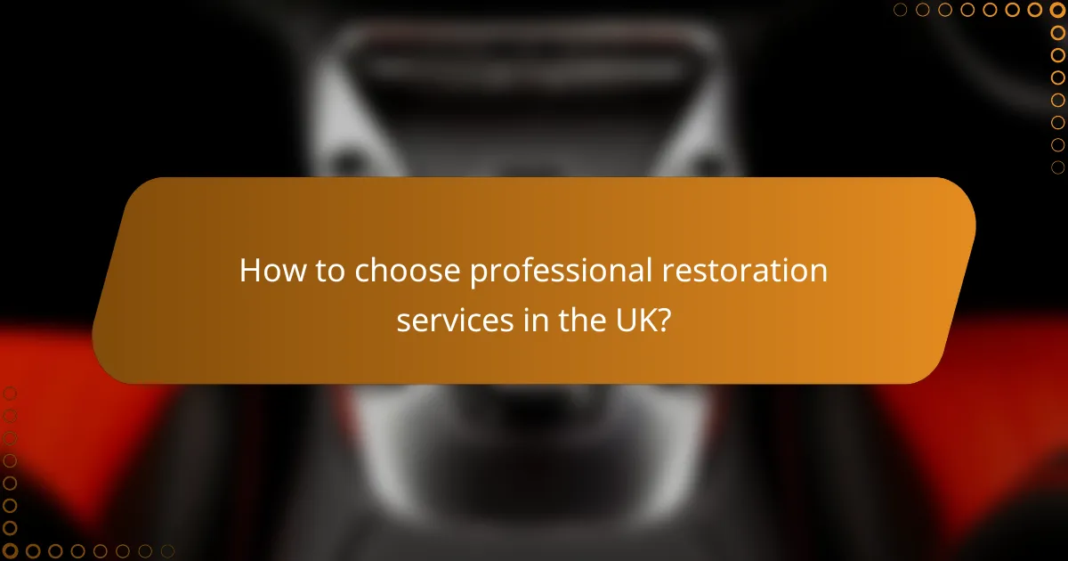 How to choose professional restoration services in the UK?
